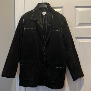 d & co., denim & company, Black Suede Leather Jacket 1X